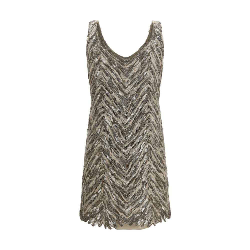 Brunello Cucinelli Beige Paper Cocktail Dress