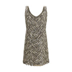 Brunello Cucinelli Beige Paper Cocktail Dress
