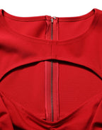 Dolce & Gabbana Red Cut Out Bodycon Long Sleeves Sheath Glove Dress
