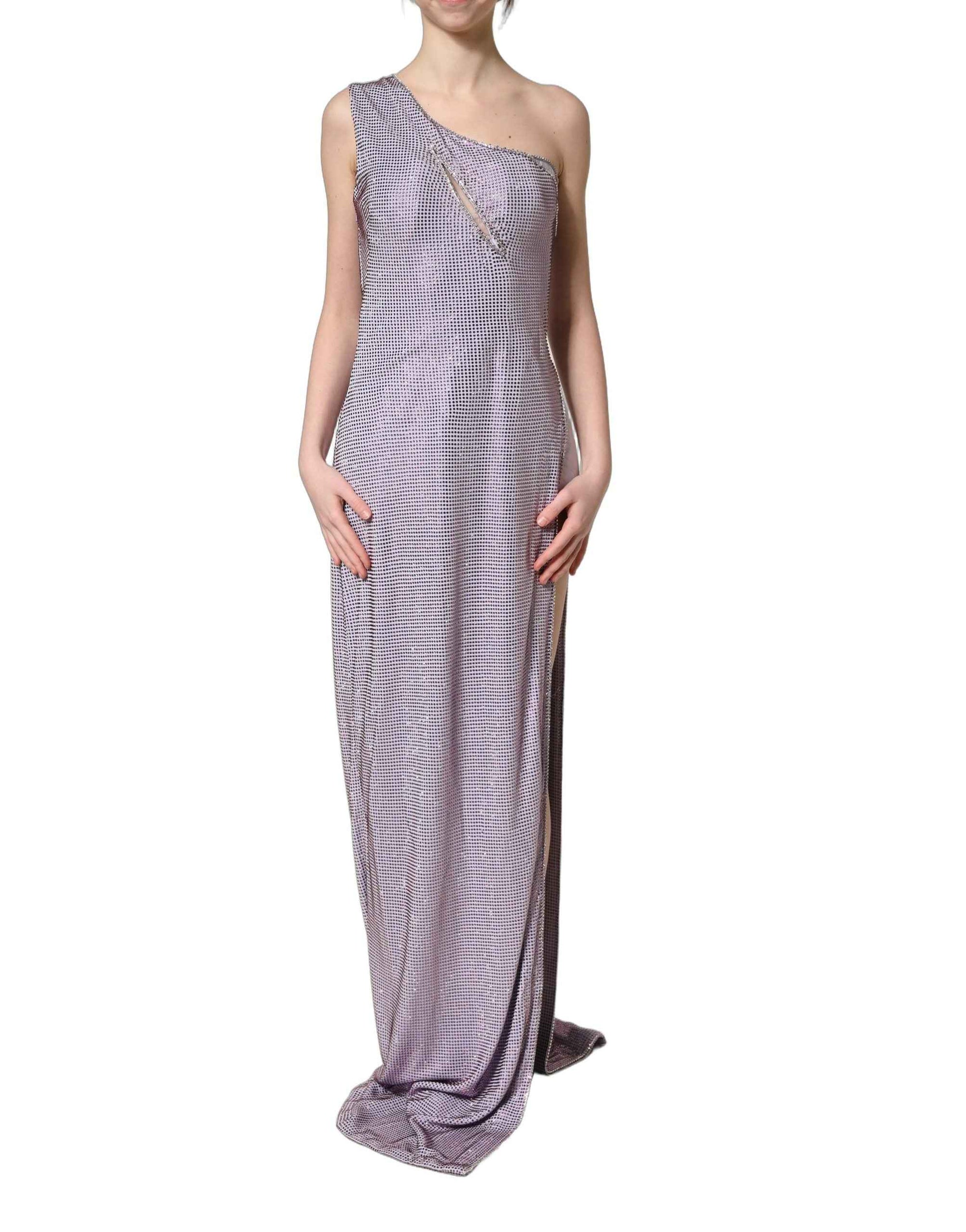 Dolce & Gabbana Purple Crystal OneShoulder EveningGown Dress
