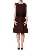 Dolce & Gabbana Maroon Lace Sleeveless Knee Length Dress
