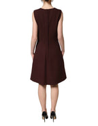 Dolce & Gabbana Maroon Lace Sleeveless Knee Length Dress
