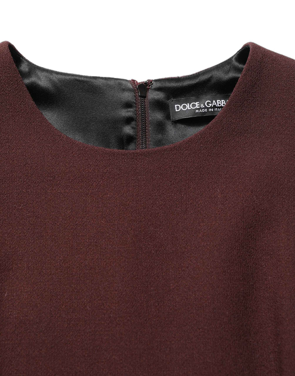 Dolce & Gabbana Maroon Lace Sleeveless Knee Length Dress