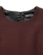 Dolce & Gabbana Maroon Lace Sleeveless Knee Length Dress