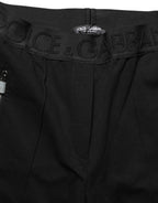 Dolce & Gabbana Black Viscose Mid Waist Skinny Trouser Pants