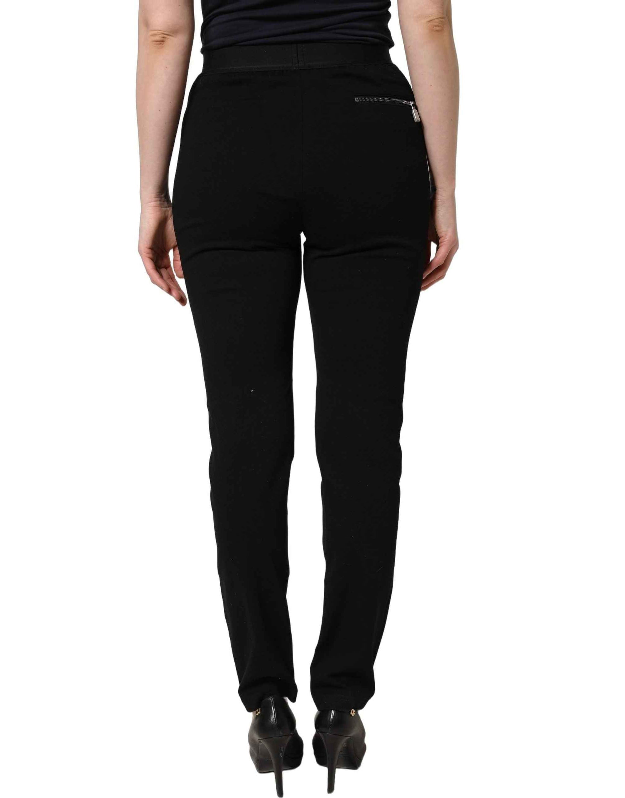 Dolce & Gabbana Black Viscose Mid Waist Skinny Trouser Pants
