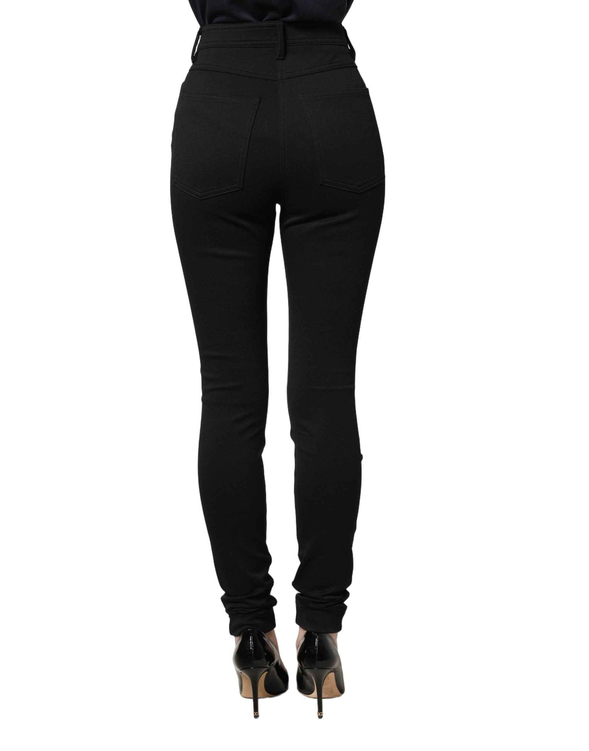 Dolce & Gabbana Black Nylon Stretch Skinny High Waist Pants