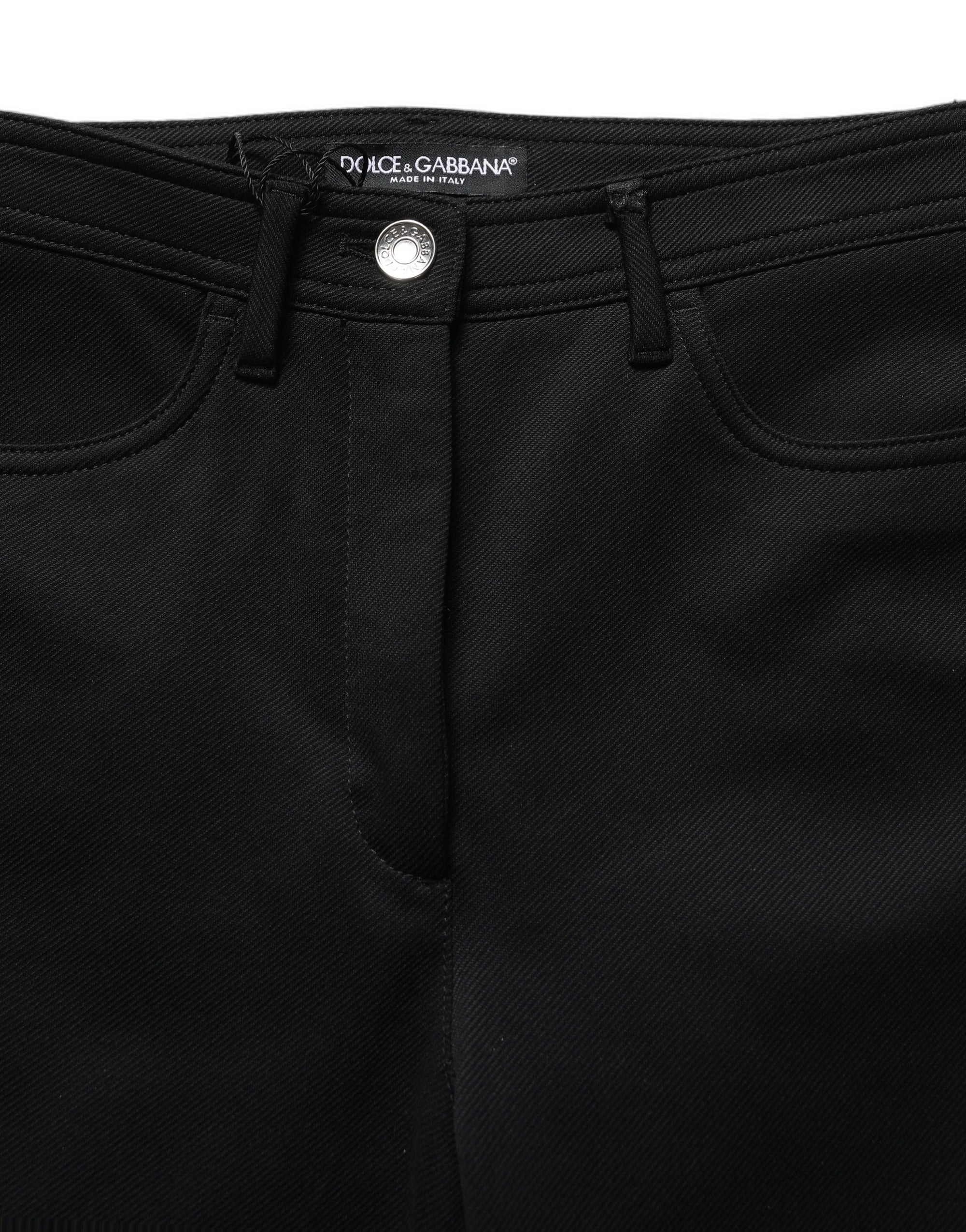 Dolce & Gabbana Black Nylon Stretch Skinny High Waist Pants