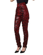 Dolce & Gabbana Red Leopard Skinny High Waist Denim Jeans