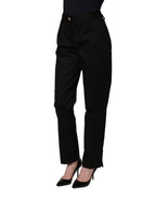 Dolce & Gabbana Black Tapered Leg Dress Cotton Trousers Pants