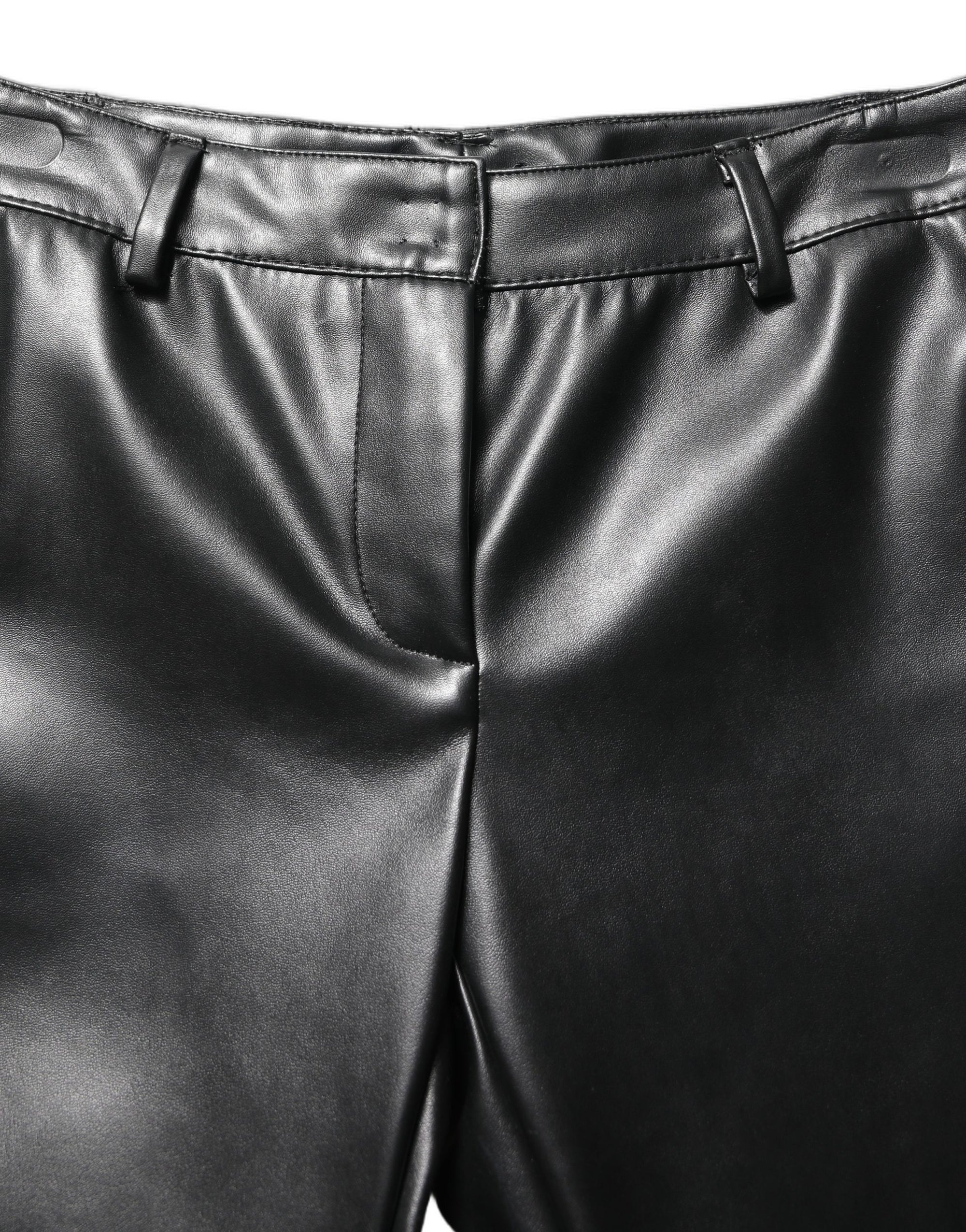 Dolce & Gabbana Black PU Leather High Waisted Trouser Pants