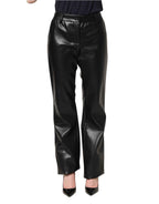 Dolce & Gabbana Black PU Leather High Waisted Trouser Pants