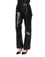 Dolce & Gabbana Black PU Leather High Waisted Trouser Pants