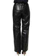 Dolce & Gabbana Black PU Leather High Waisted Trouser Pants