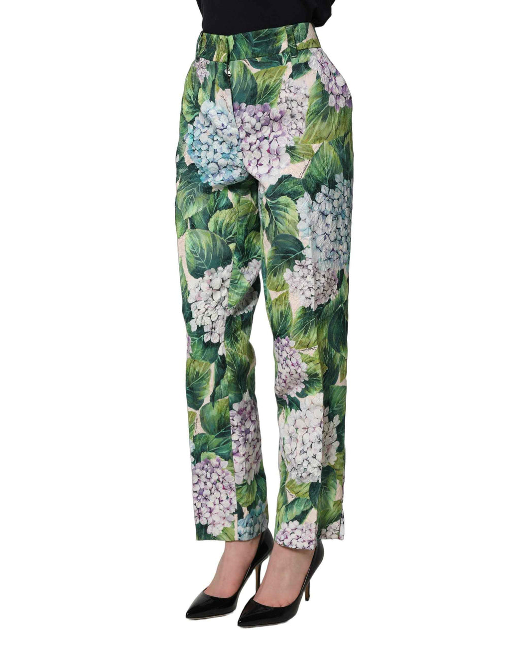 Dolce & Gabbana Multicolor Floral Print Tapered Trouser Pants