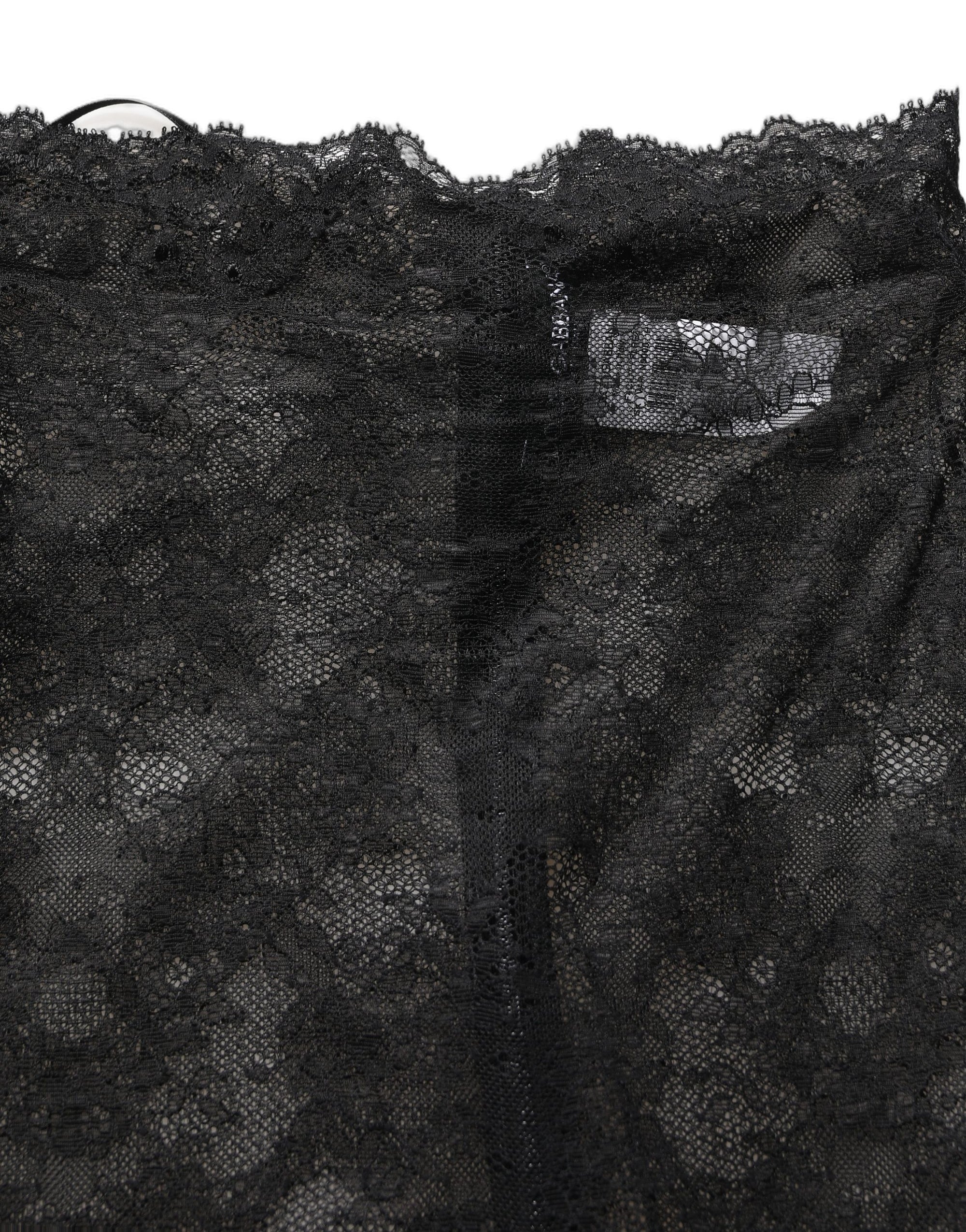 Dolce & Gabbana Black Floral Lace High Waist KneeLength Skirt