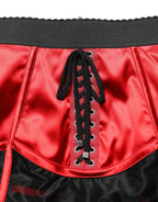 Dolce & Gabbana Red Satin Corset Style High Waist Mini Skirt
