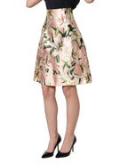 Dolce & Gabbana Pink Lilium High Waist Knee Length Skirt