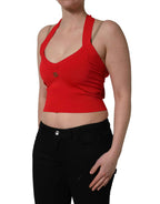 Dolce & Gabbana Red Viscose Sleeveless Halter Crop Tank Top