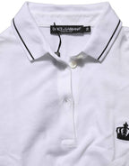 Dolce & Gabbana White Crown Cotton Short Sleeves Polo Top