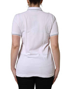 Dolce & Gabbana White Crown Cotton Short Sleeves Polo Top