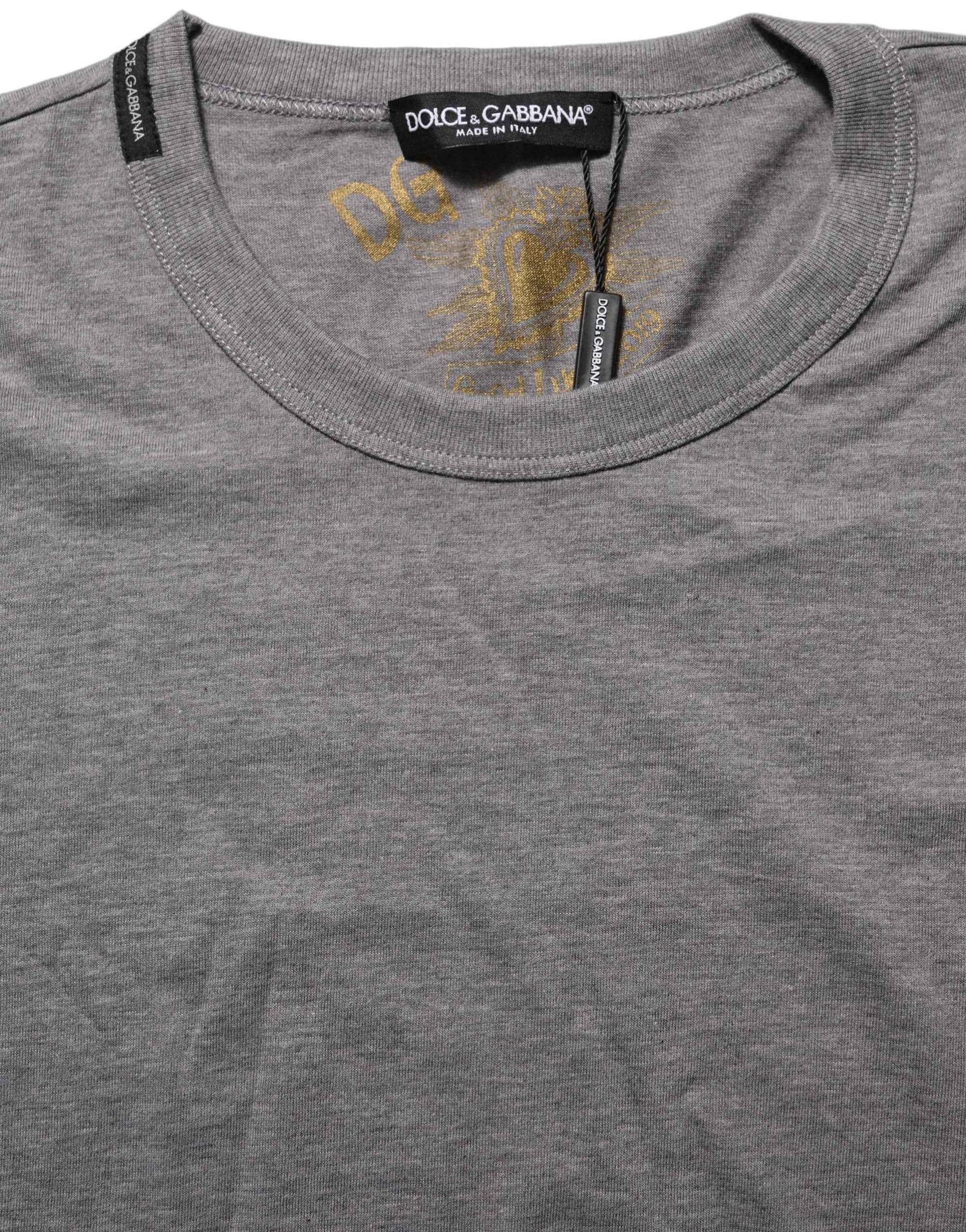 Dolce & Gabbana Grey Cotton Short Sleeves Crew Neck T-shirt