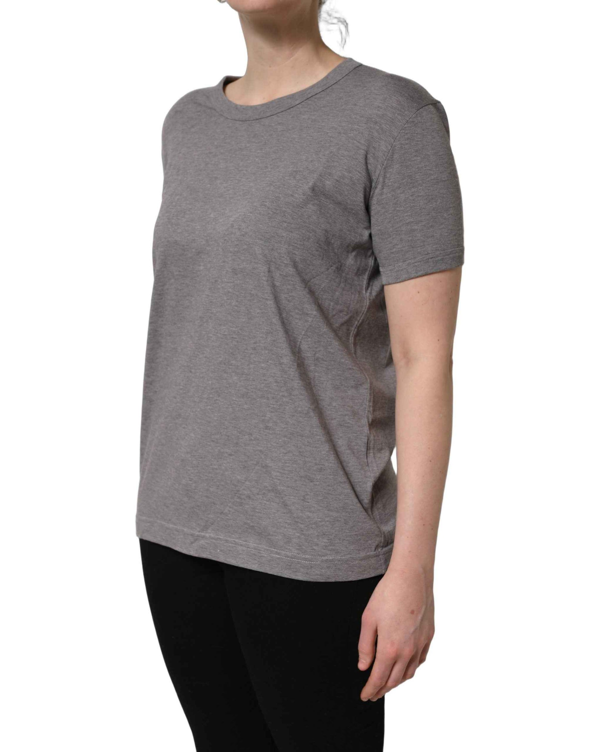 Dolce & Gabbana Grey Cotton Short Sleeves Crew Neck T-shirt