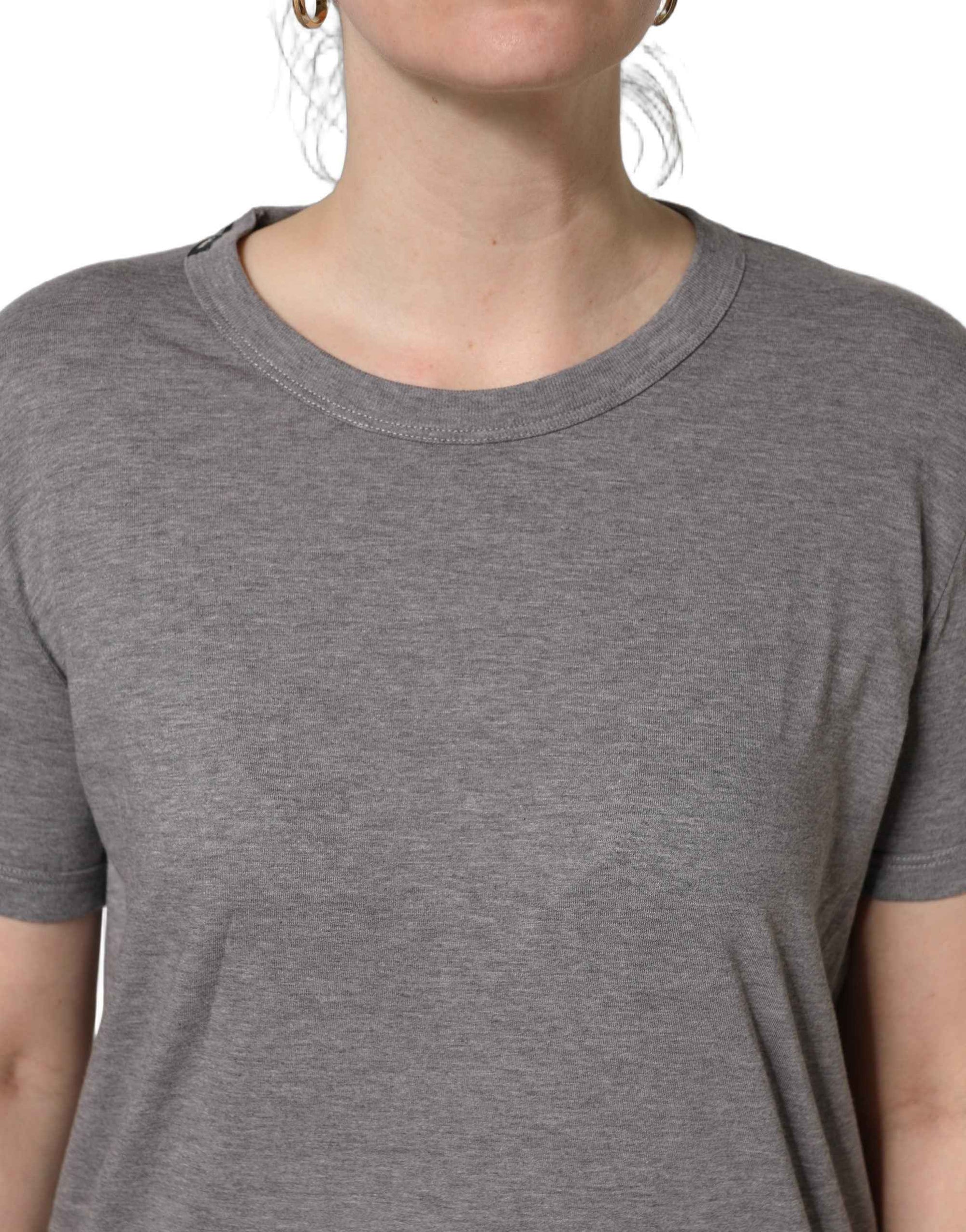 Dolce & Gabbana Grey Cotton Short Sleeves Crew Neck T-shirt