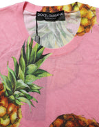 Dolce & Gabbana Pink Pineapple Roundneck Sleeveless Tank Top