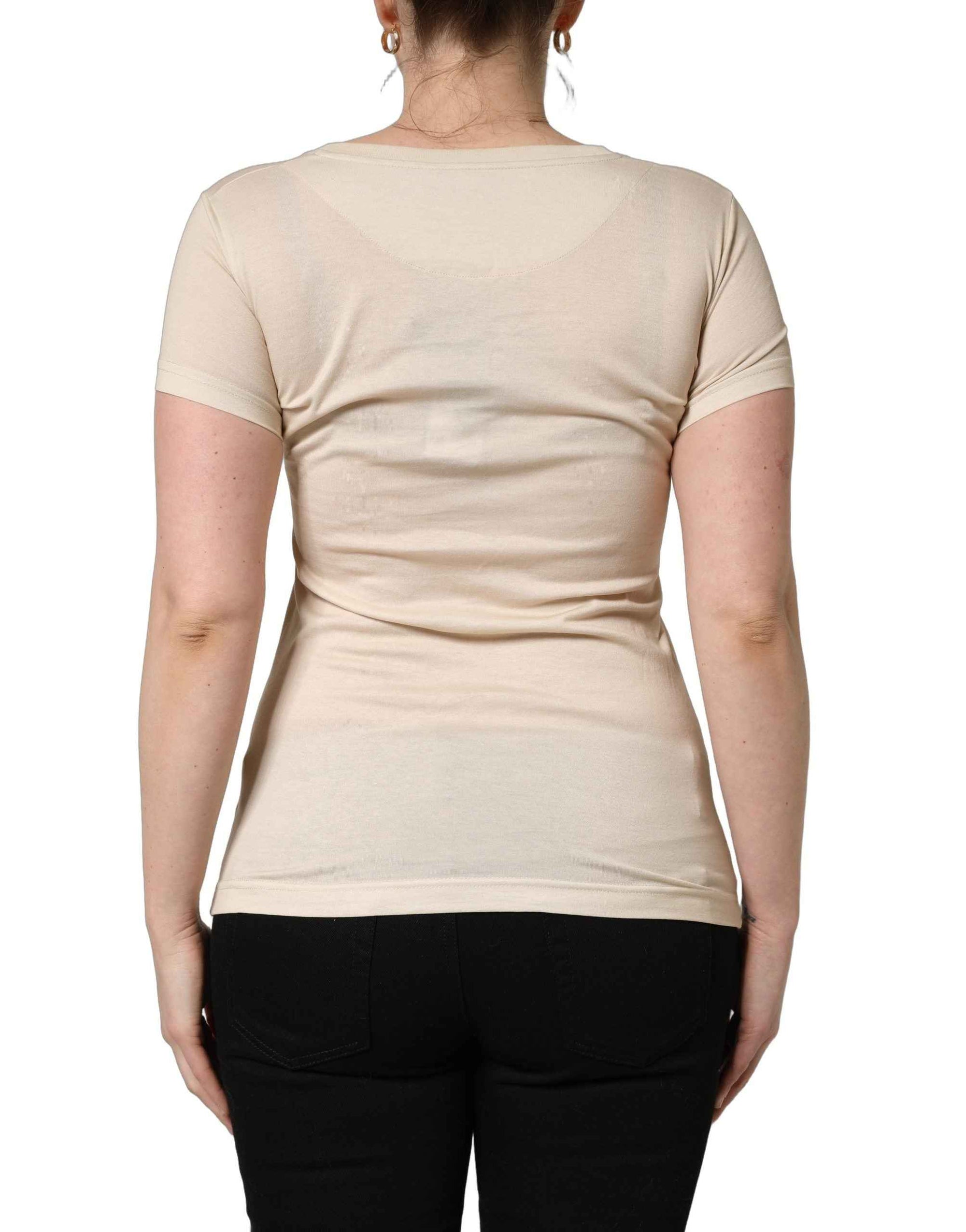 Dolce & Gabbana Beige Jungle Print Cotton Round Neck T-Shirt