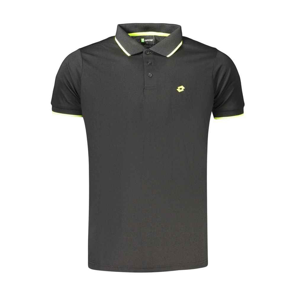 Lotto Black Polyester Men's Polo Shirt