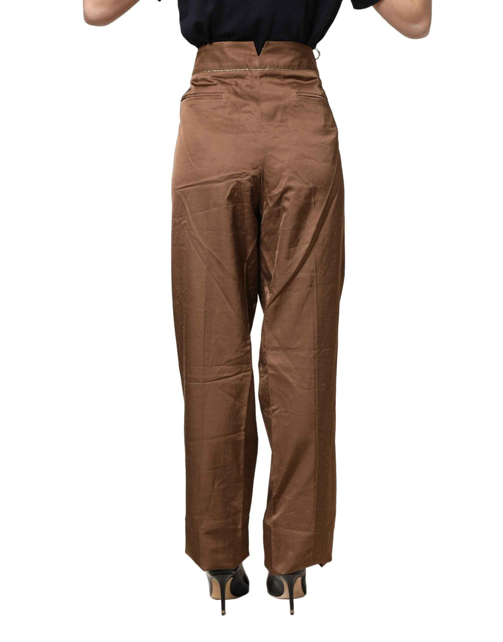Cavalli Class Brown High Waist Flared Trouser Pants