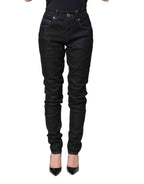 Acht Black Cotton Stretch HighWaist Skinny Denim Trouser Jeans