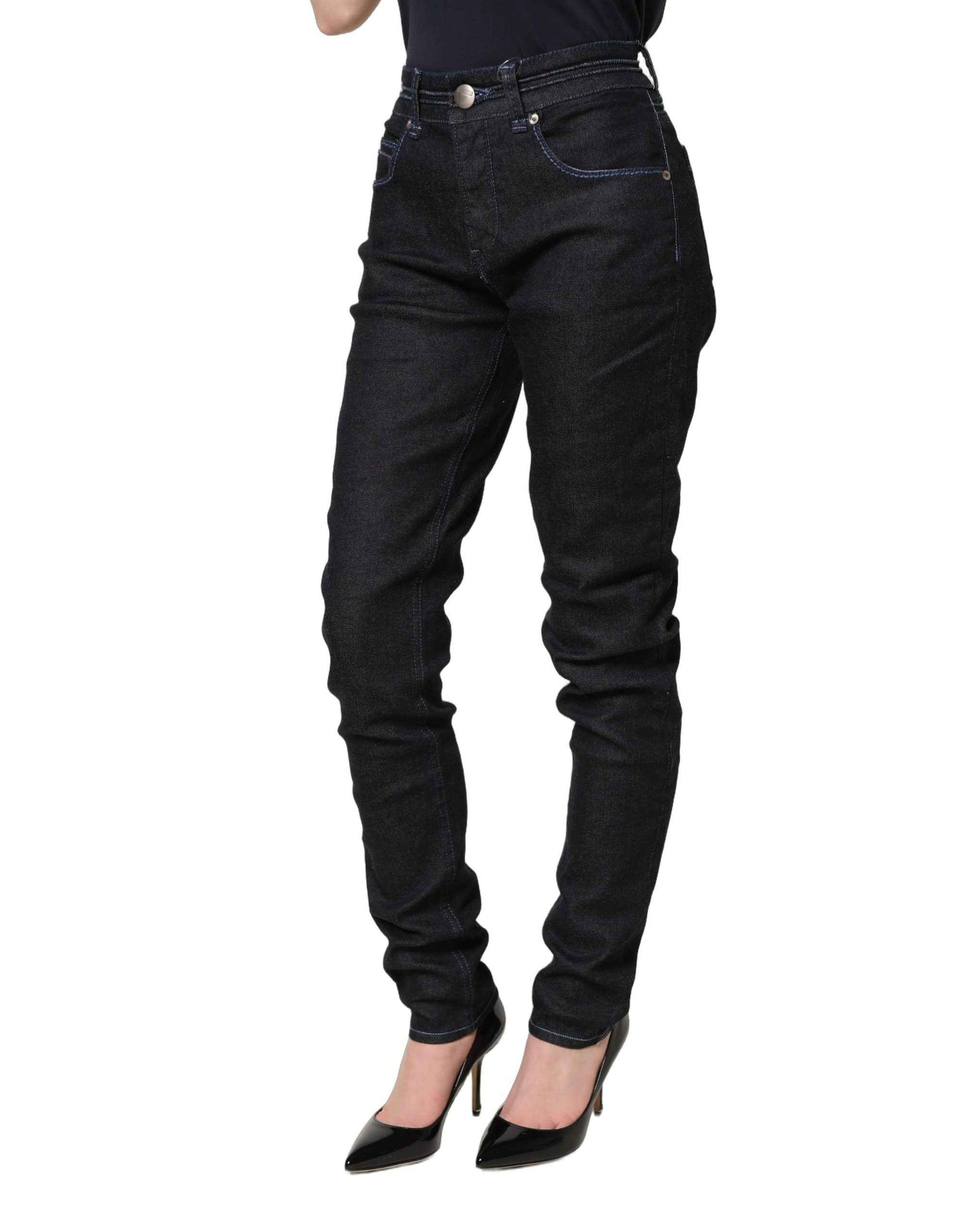 Acht Black Cotton Stretch HighWaist Skinny Denim Trouser Jeans