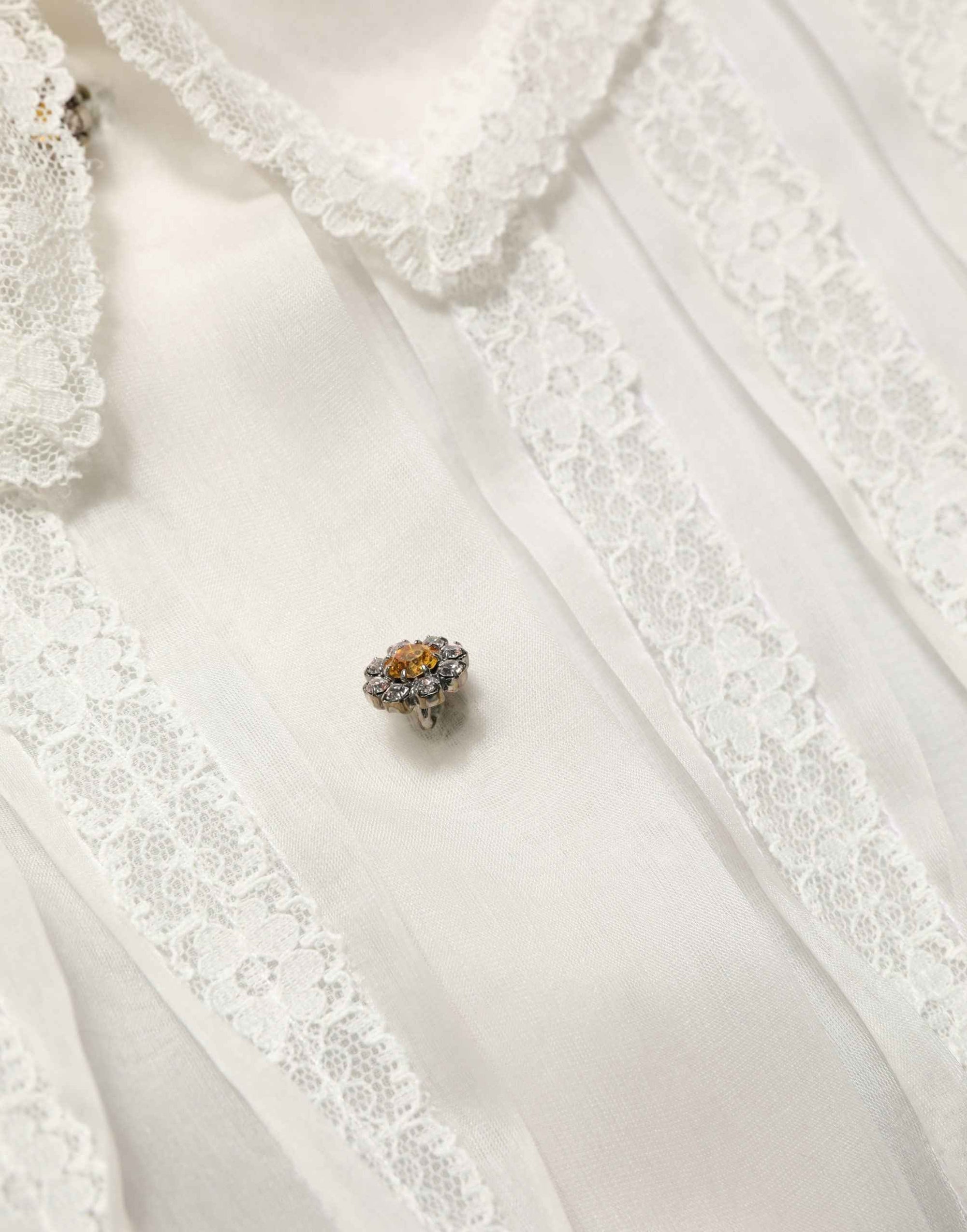 Dolce & Gabbana White Ruffled Sheer Silk Buttoned Blouse Top