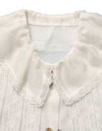 Dolce & Gabbana White Ruffled Sheer Silk Buttoned Blouse Top