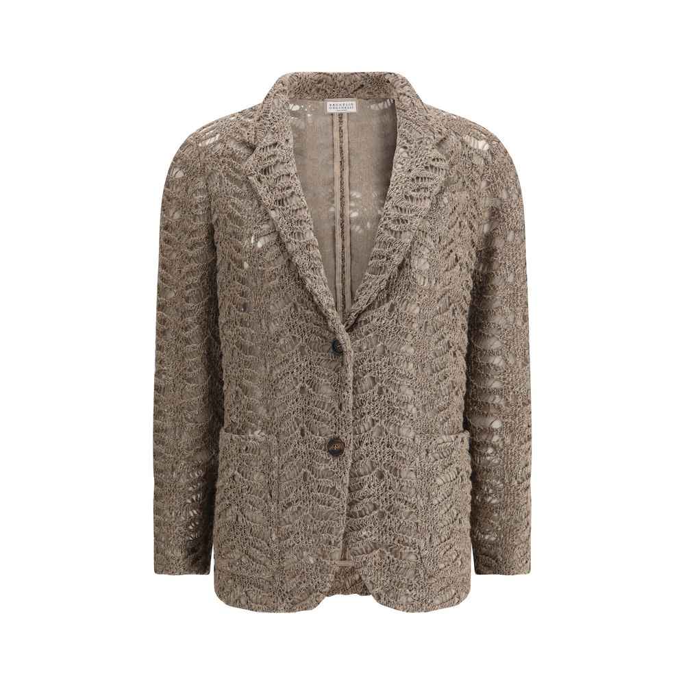 Brunello Cucinelli Brown Silk Blazer