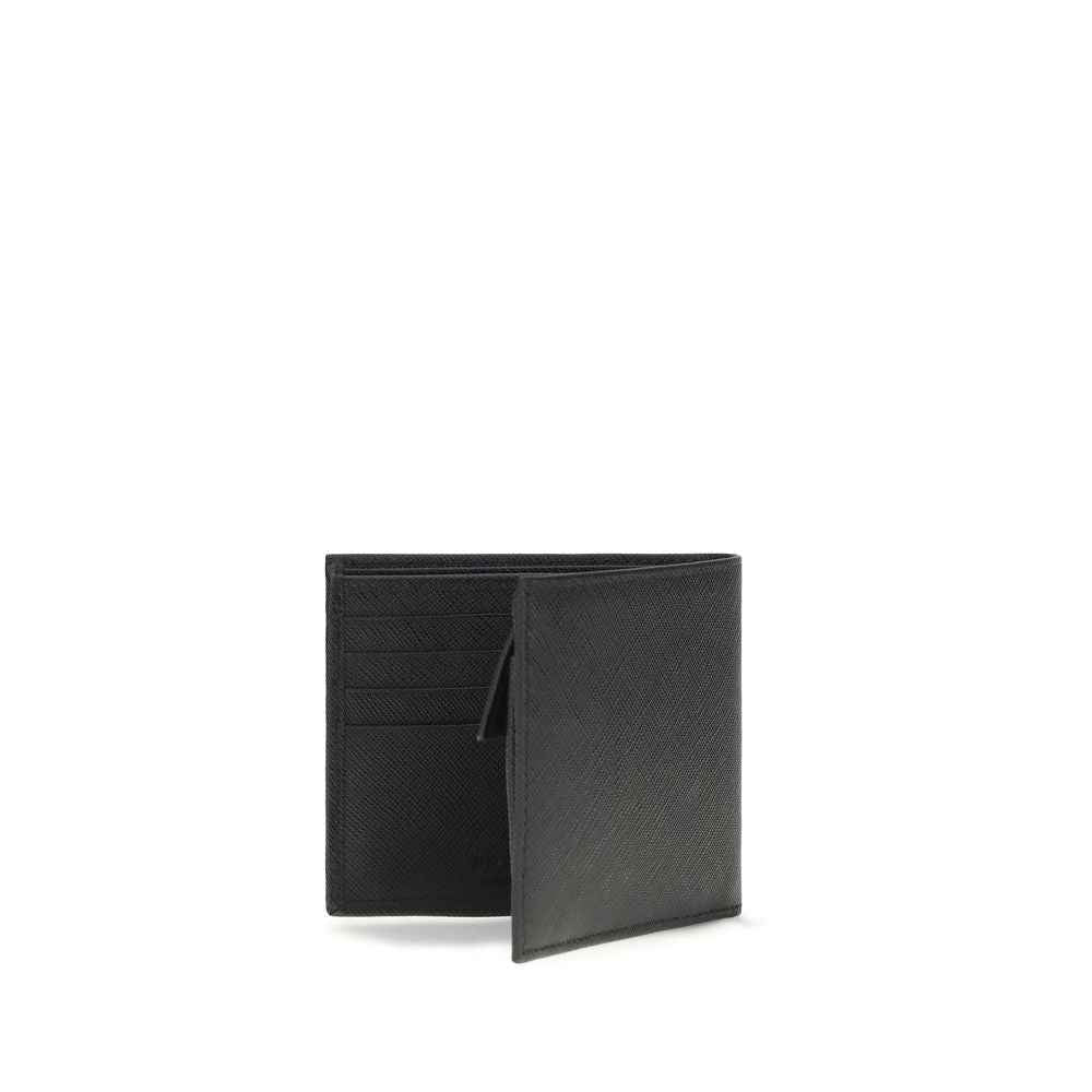 Prada Black Calf Leather Bos Taurus Wallet