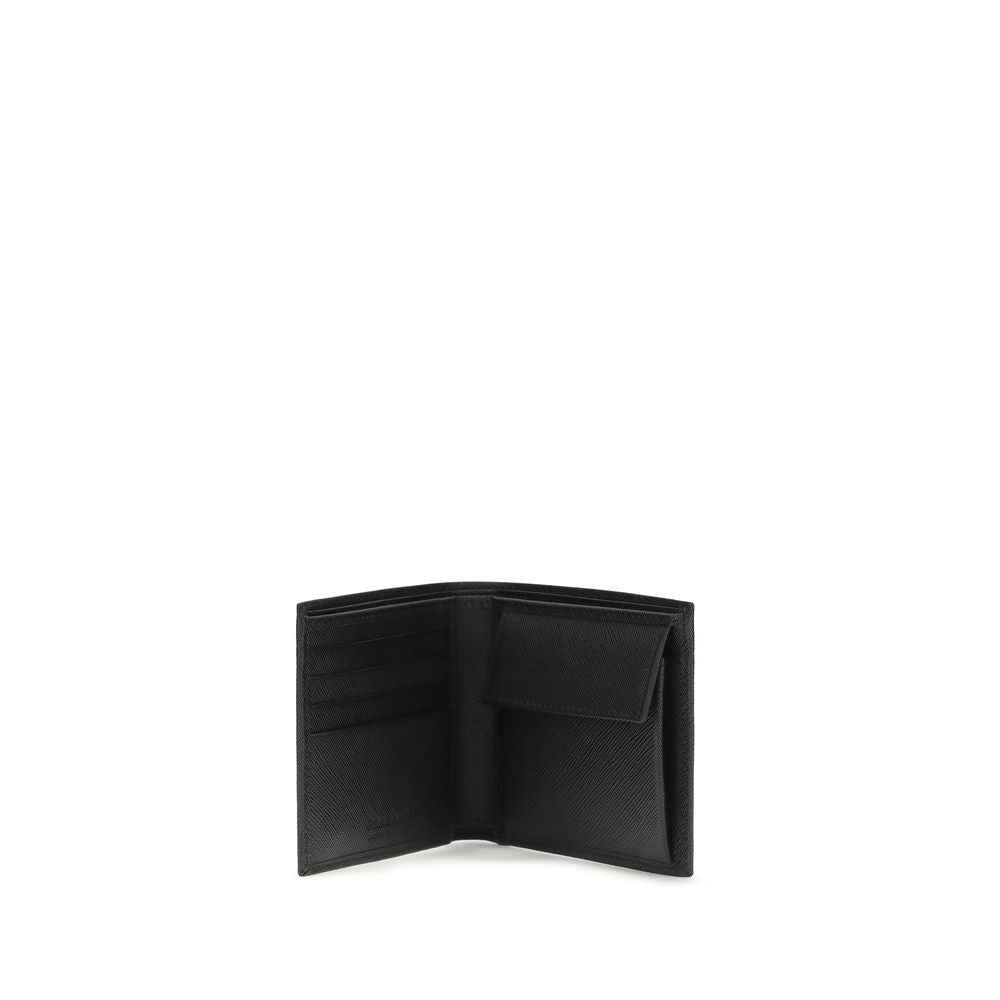 Prada Black Calf Leather Bos Taurus Wallet