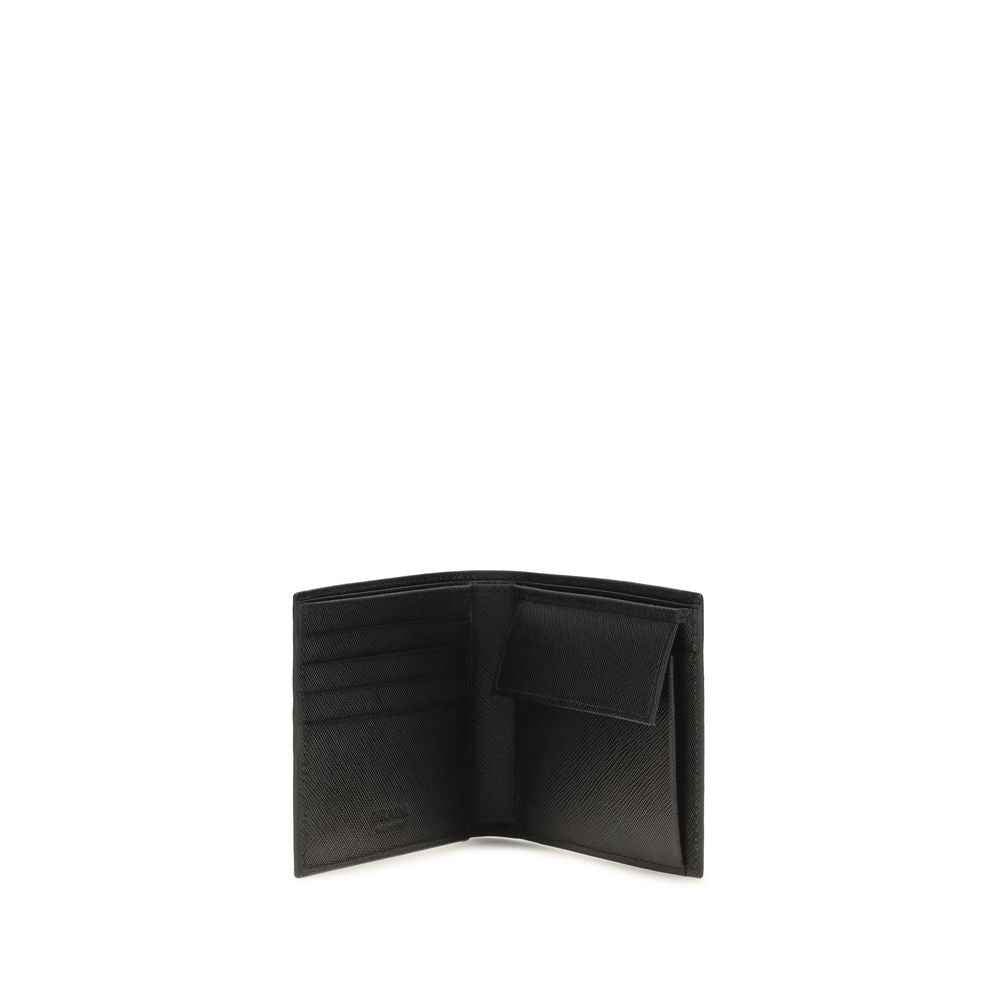 Prada Black Calf Leather Bos Taurus Wallet