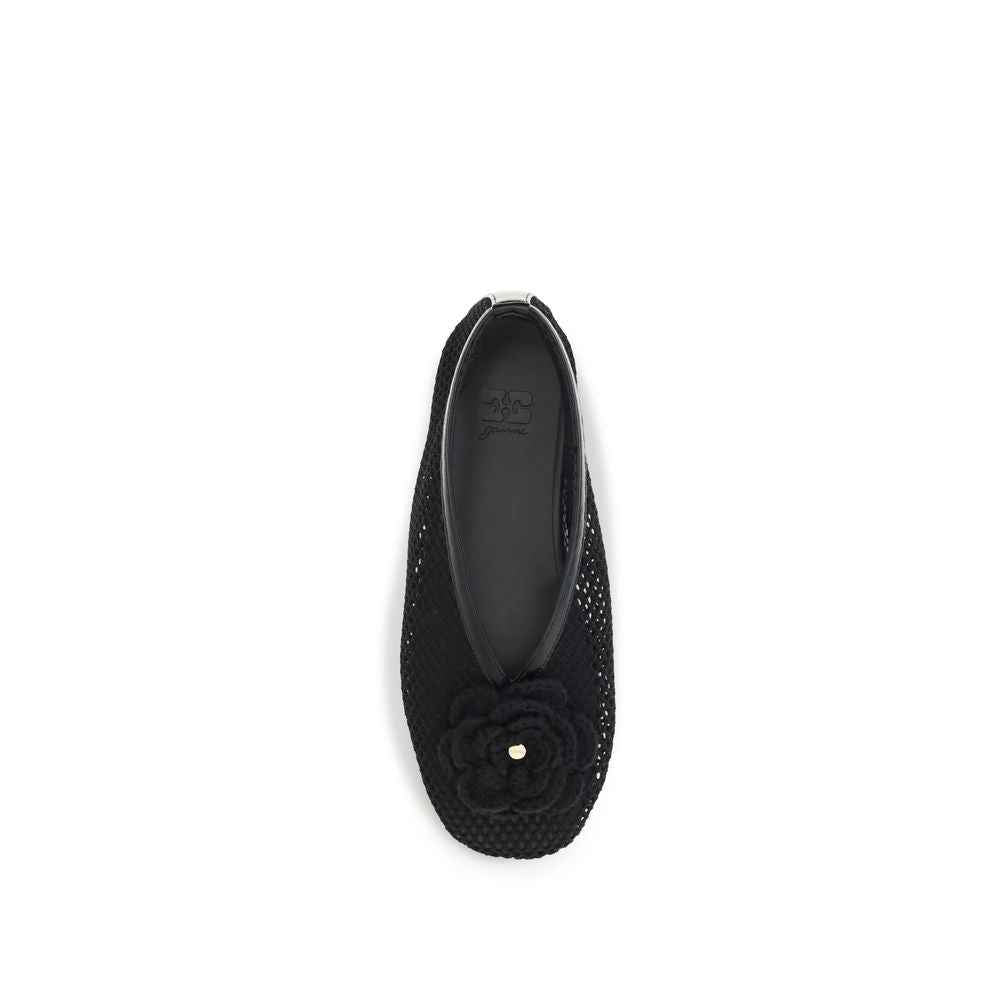 Ganni Black Polyethylene Ballet Flats