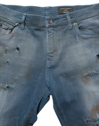 Dolce & Gabbana Blue Distressed Mid Waist Skinny Denim Jeans