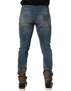 Dolce & Gabbana Blue Distressed Mid Waist Skinny Denim Jeans