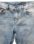 Dolce & Gabbana Blue Washed Mid Waist Straight Men Denim Jeans