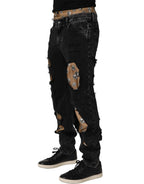 Dolce & Gabbana Black Distressed Cotton Straight Denim Jeans