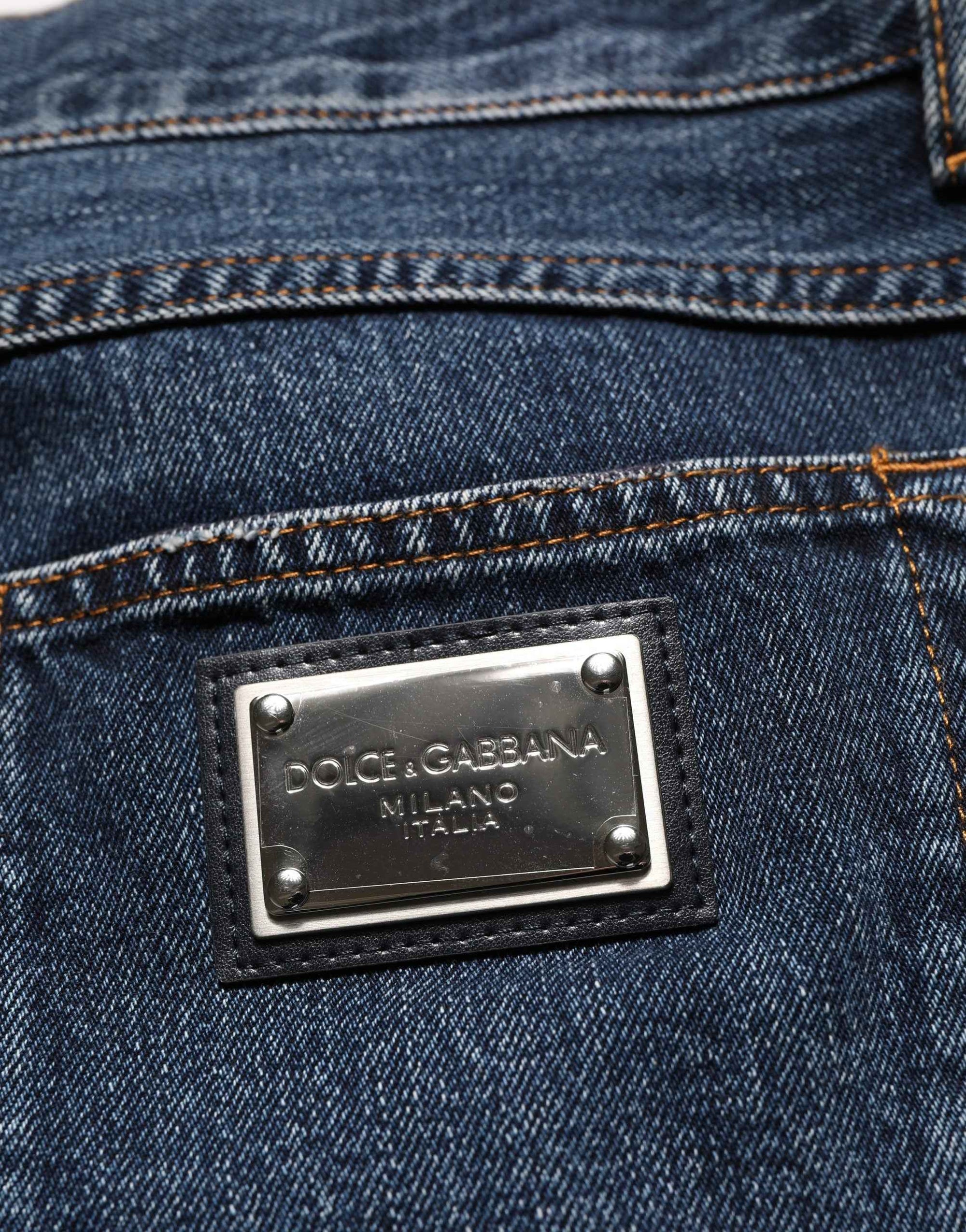 Dolce & Gabbana Dark Blue Washed MidWaist Straight Denim Jeans