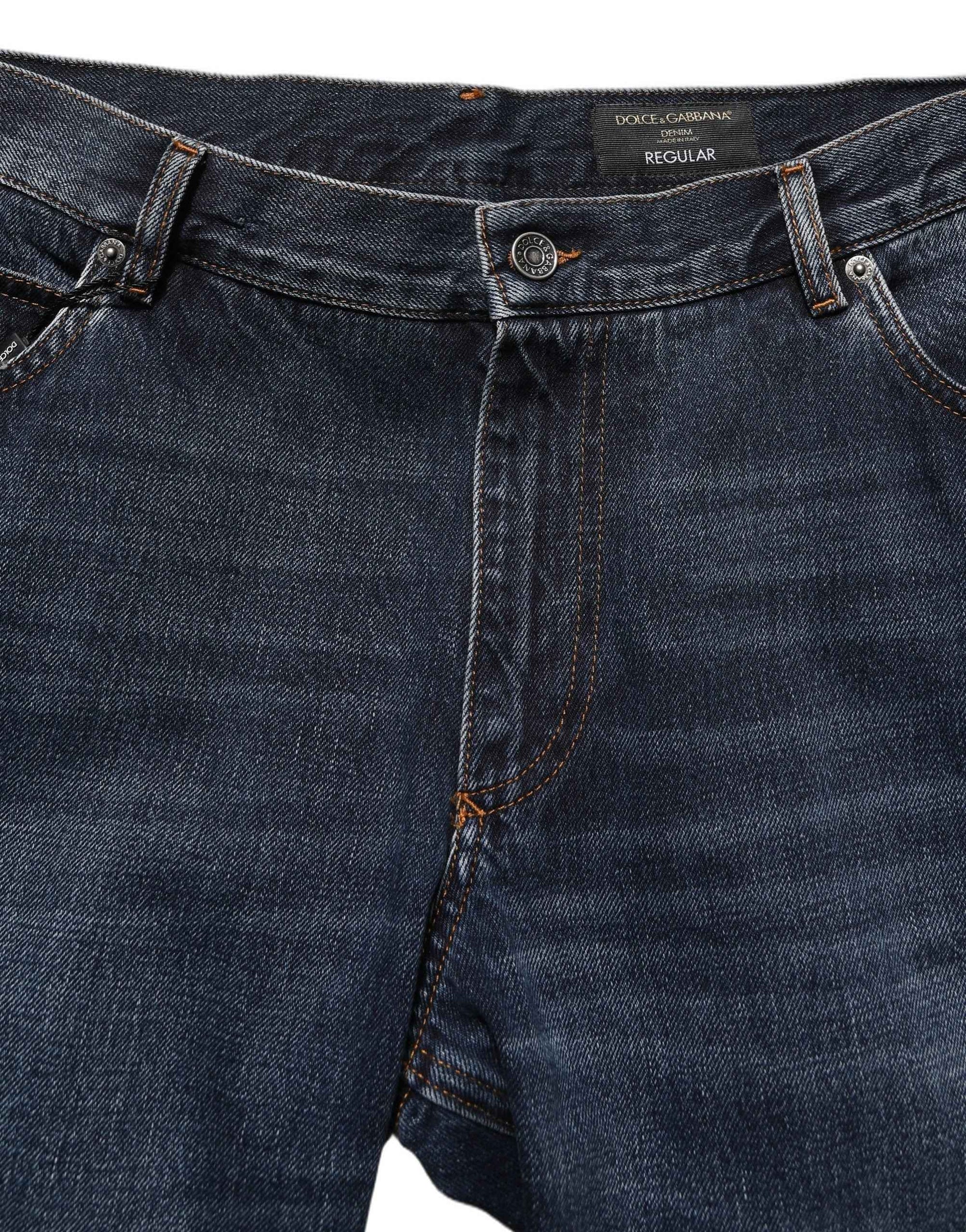 Dolce & Gabbana Dark Blue Washed MidWaist Straight Denim Jeans
