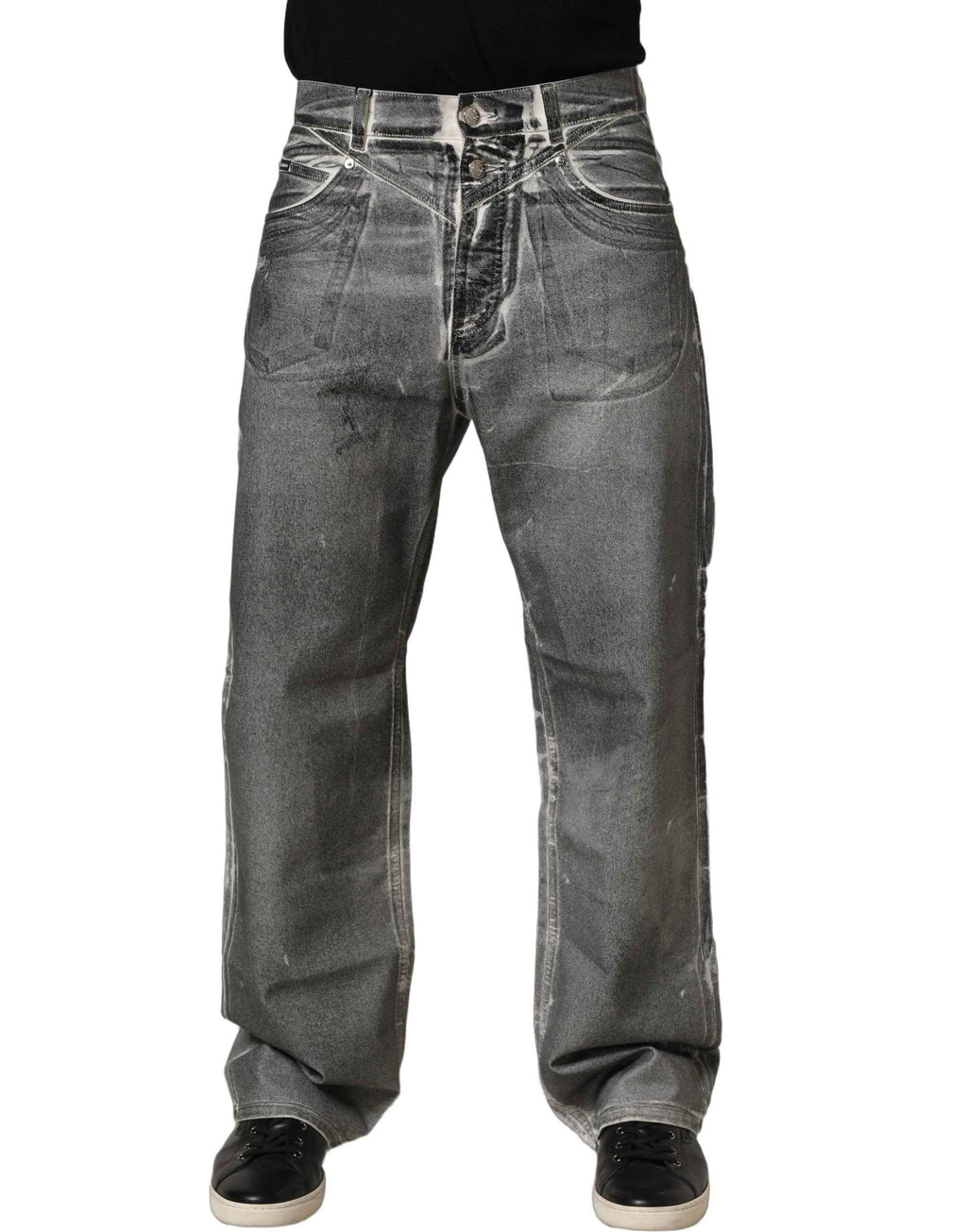 Dolce & Gabbana Grey Washed Mid Waist Straight Denim Jeans
