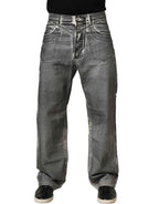 Dolce & Gabbana Grey Washed Mid Waist Straight Denim Jeans