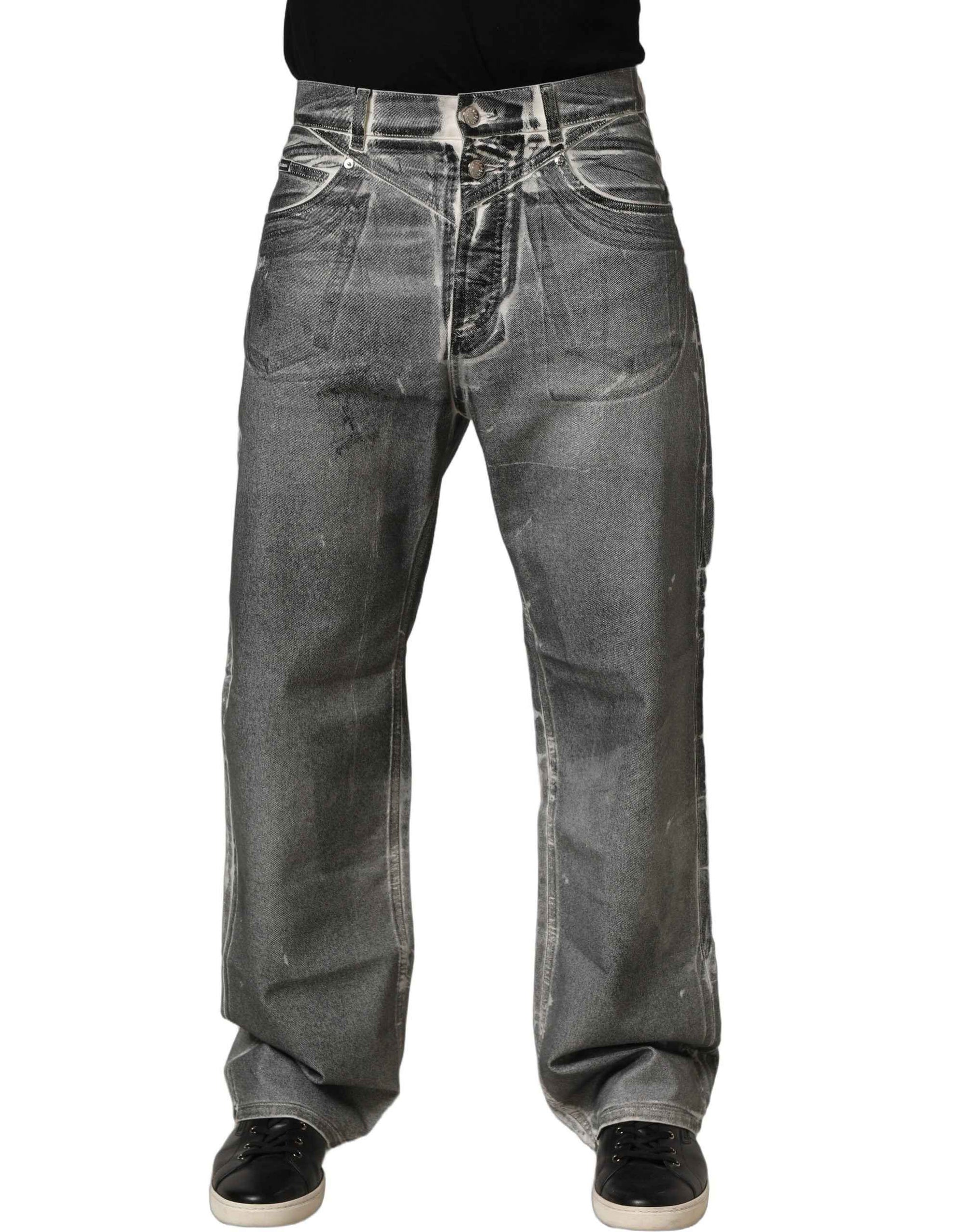 Dolce & Gabbana Grey Washed Mid Waist Straight Denim Jeans